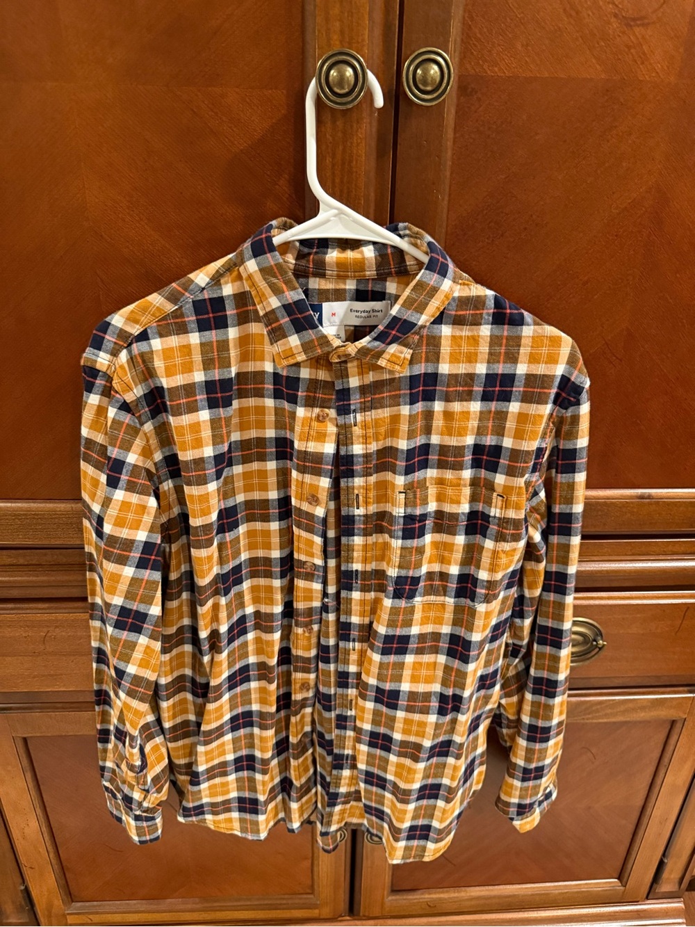 Old Navy Yellow Navy White Plaid Button-Down Shirt